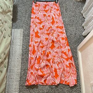 Pink and orange print skirt w slit
